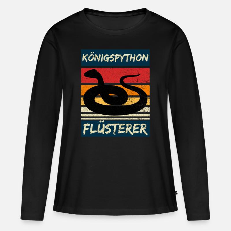 Schlange Königspython Reptilien Geschenk - Frauen Premium Bio Langarmshirt - Schwarz
