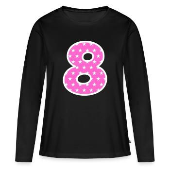 Huit - T-shirt manches longues Premium bio Femme - noir - Devant - Julia (174cm)