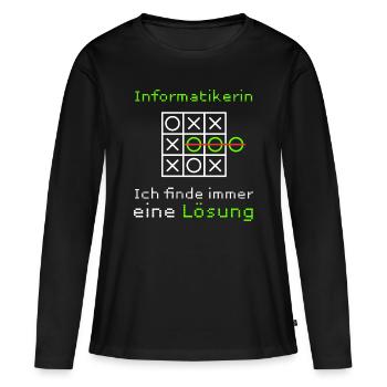 Informatikerin Informatik Student Lustiger Spruch - Frauen Premium Bio Langarmshirt - Schwarz - Vorne - Julia (174cm)