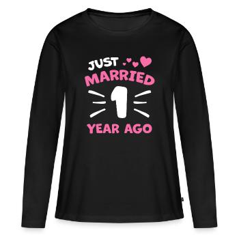 1. Hochzeitstag Ehepaar Geschenk - Frauen Premium Bio Langarmshirt - Schwarz - Vorne - Julia (174cm)