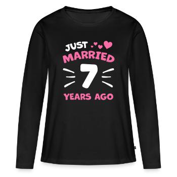 7. Wedding Anniversary Couple Gift - Women's Premium Organic Long Sleeve Shirt - black - Front - Julia (174cm)