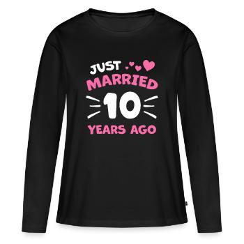 10. Wedding Anniversary Rose Wedding Couple Gift - Women's Premium Organic Long Sleeve Shirt - black - Front - Julia (174cm)