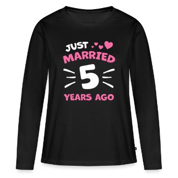 5. Wedding Anniversary Wooden Wedding Couple Gift - Women's Premium Organic Long Sleeve Shirt - black - Front - Julia (174cm)
