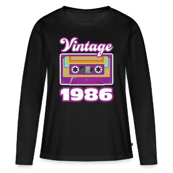 1986 Année de construction cadeau d’anniversaire - T-shirt manches longues Premium bio Femme - noir - Devant - Julia (174cm)