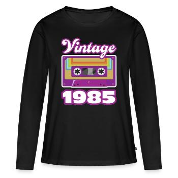 1985 Année de construction cadeau d’anniversaire - T-shirt manches longues Premium bio Femme - noir - Devant - Julia (174cm)