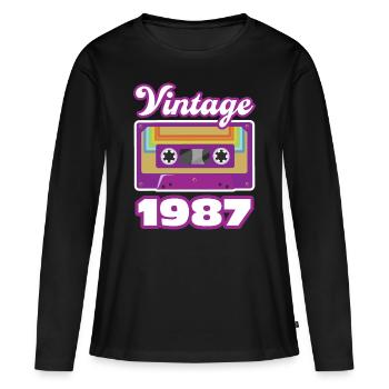 1987 Année de construction cadeau d’anniversaire - T-shirt manches longues Premium bio Femme - noir - Devant - Julia (174cm)