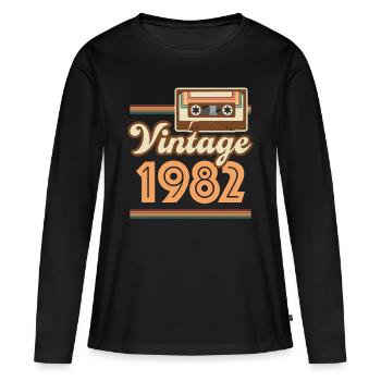 1982 Année de construction vintage - T-shirt manches longues Premium bio Femme - noir - Devant - Julia (174cm)