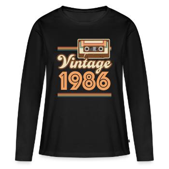 1986 Year of construction vintage - Women's Premium Organic Long Sleeve Shirt - black - Front - Julia (174cm)
