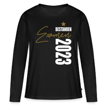Examen 2023 bestanden - Frauen Premium Bio Langarmshirt - Schwarz - Vorne - Julia (174cm)