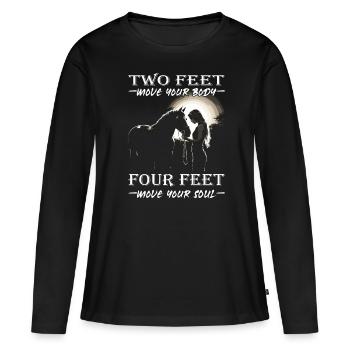 Cavalier & Cheval | Fille de cheval | Équitation Western - T-shirt manches longues Premium bio Femme - noir - Devant - Julia (174cm)