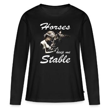 Cavalier & Cheval | Fille de cheval | Équitation Western - T-shirt manches longues Premium bio Femme - noir - Devant - Julia (174cm)