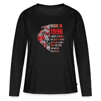 1996 Birthday Lion made in - Women's Premium Organic Long Sleeve Shirt - black - Front - Julia (174cm)