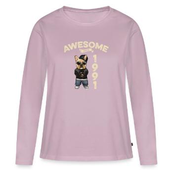 1991 Birthday Awesome since Cool Dog - Women's Premium Organic Long Sleeve Shirt - dusky pink - Front - Julia (174cm)