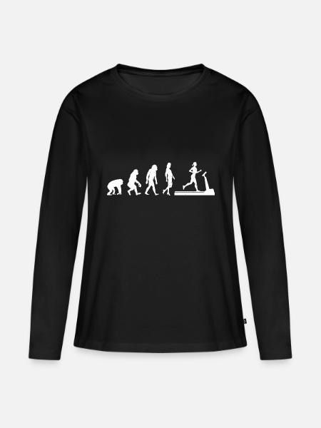 Laufband Evolution Laufen Läuferin Marathon - Frauen Premium Bio Langarmshirt - Schwarz