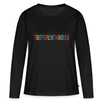 Cadeau LGBT Gay Homosexualité Treat People with - T-shirt manches longues Premium bio Femme - noir - Devant - Julia (174cm)