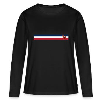 Drapeau français poule - Agriculteur français - T-shirt manches longues Premium bio Femme - noir - Devant - Julia (174cm)
