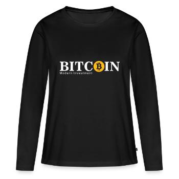 Bitcoin Logo - Krypto Fan - Kryptowährung Bitcoin - Frauen Premium Bio Langarmshirt - Schwarz - Vorne - Julia (174cm)