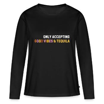Akzeptiert nur - Frauen Premium Bio Langarmshirt - Schwarz - Vorne - Julia (174cm)