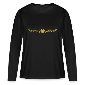 Ornement Coeur - T-shirt manches longues Premium bio Femme - noir - Devant - Julia (174cm)
