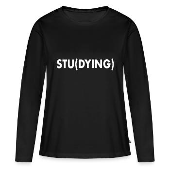 Études étudiantes Humour Ironie Diplôme - T-shirt manches longues Premium bio Femme - noir - Devant - Julia (174cm)