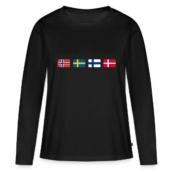 SCANDINAVIAN FLAGS - Women's Premium Organic Long Sleeve Shirt - black - Front - Julia (174cm)