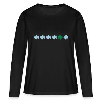 different fish différents poissons - T-shirt manches longues Premium bio Femme - noir - Devant - Julia (174cm)
