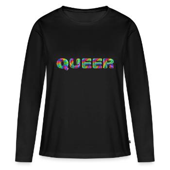 Queer - T-shirt manches longues Premium bio Femme - noir - Devant - Julia (174cm)