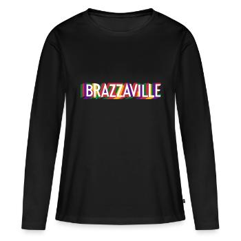 Brazzaville - T-shirt manches longues Premium bio Femme - noir - Devant - Julia (174cm)