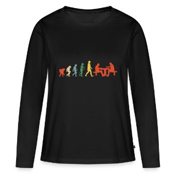 Schachspieler Evolution Schach Geschenk - Frauen Premium Bio Langarmshirt - Schwarz - Vorne - Julia (174cm)