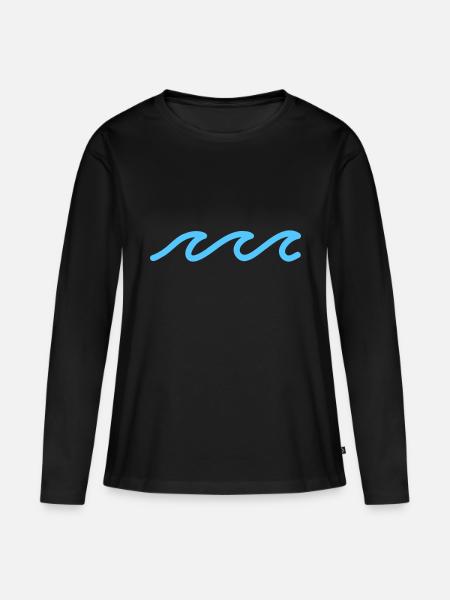 Wellen - Frauen Premium Bio Langarmshirt - Schwarz