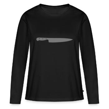 ustensile cuisine couteau chef - T-shirt manches longues Premium bio Femme - noir - Devant - Julia (174cm)