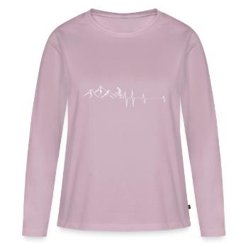 Marche rigide sur VTT avec cyclistes de course - T-shirt manches longues Premium bio Femme - rose poudré - Devant - Julia (174cm)