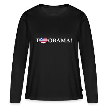 I <3 Obama - T-shirt manches longues Premium bio Femme - noir - Devant - Julia (174cm)