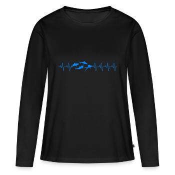 Diving Shark Heartbeat Divers - Women's Premium Organic Long Sleeve Shirt - black - Front - Julia (174cm)