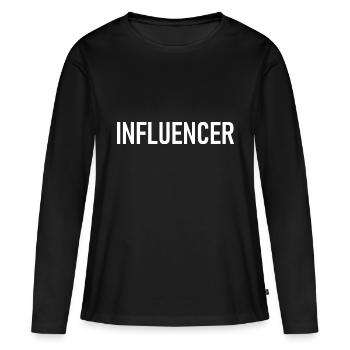 Slogan d’influenceur - Logo - Publicité - Marketing - T-shirt manches longues Premium bio Femme - noir - Devant - Julia (174cm)