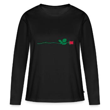 Rote Rose - Frauen Premium Bio Langarmshirt - Schwarz - Vorne - Julia (174cm)