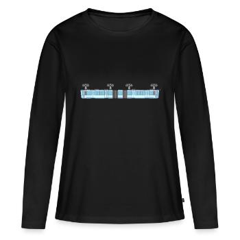 Schwebebahn lang - Frauen Premium Bio Langarmshirt - Schwarz - Vorne - Julia (174cm)