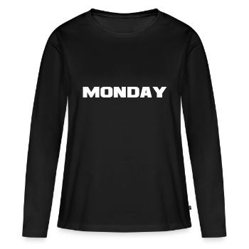 Lundi - T-shirt manches longues Premium bio Femme - noir - Devant - Julia (174cm)
