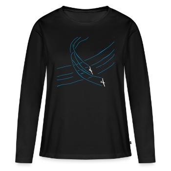 Segelflieger Wettbewerb Kunstflug T-shirt Geschenk - Frauen Premium Bio Langarmshirt - Schwarz - Vorne - Julia (174cm)