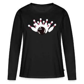Quilles de bowling - T-shirt manches longues Premium bio Femme - noir - Devant - Julia (174cm)