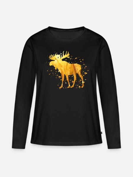 Schöner Elch - Frauen Premium Bio Langarmshirt - Schwarz