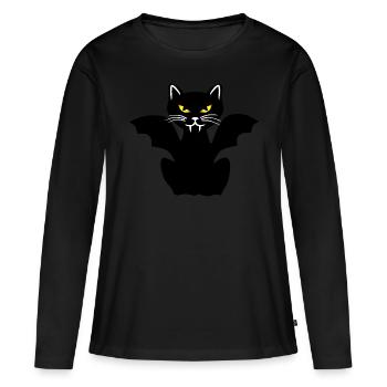 Chat vampire dracula - T-shirt manches longues Premium bio Femme - noir - Devant - Julia (174cm)