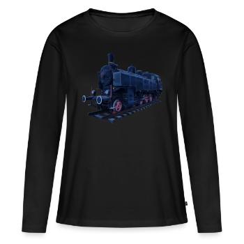 Locomotive à vapeur - T-shirt manches longues Premium bio Femme - noir - Devant - Julia (174cm)