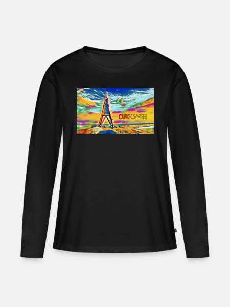 Cuxhaven Kugelbake - Frauen Premium Bio Langarmshirt - Schwarz