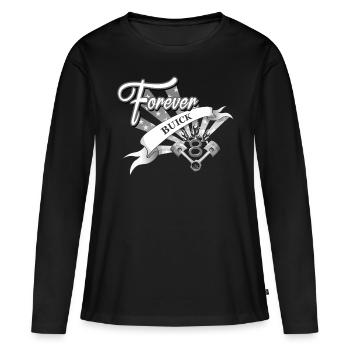 Forever V8 - T-shirt manches longues Premium bio Femme - noir - Devant - Julia (174cm)