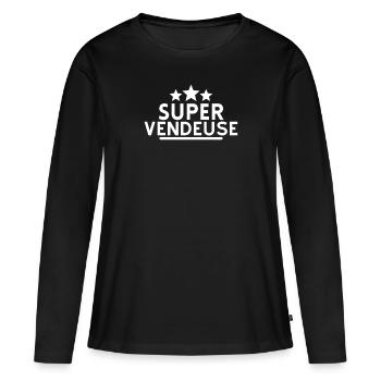 Super vendeuse. cadeau super vendeuse - T-shirt manches longues Premium bio Femme - noir - Devant - Julia (174cm)