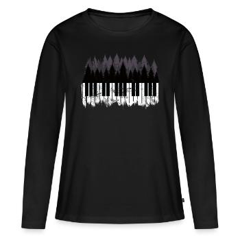 Forêt de piano pour joueurs de piano et professeurs de piano - T-shirt manches longues Premium bio Femme - noir - Devant - Julia (174cm)