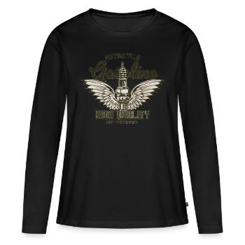 essence de moto - T-shirt manches longues Premium bio Femme - noir - Devant - Julia (174cm)