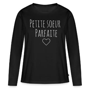 Petite soeur parfaite - T-shirt manches longues Premium bio Femme - noir - Devant - Julia (174cm)