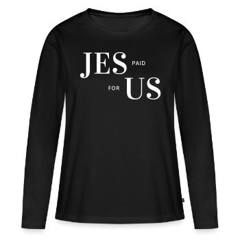 Jésus-Christ,Jésus-Christ,Jésus-Christ,Jésus-Christ - T-shirt manches longues Premium bio Femme - noir - Devant - Julia (174cm)